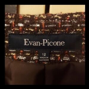 Evan Picone Brown Orange White Tweed Blazer sz 12